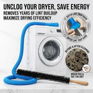 2 in 1 Dryer Vent Cleaner Kit Lint Remover Brush with Vacuum Hose Attachment Deep Clean Lint Buildup Unclog Dryer Vent Improve Drying Efficiency Save Energy Fire Prevention Home Laundry Cleaning Tool tiktokshopspringglowup