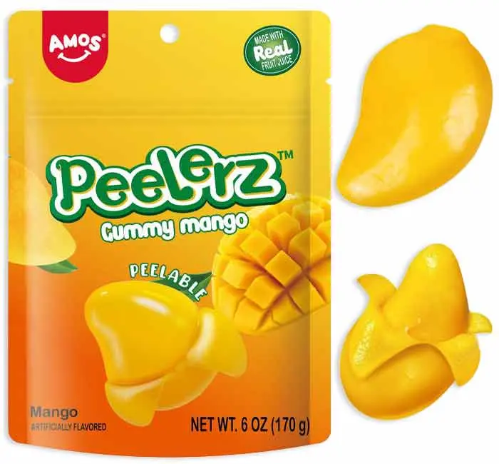 AMOS Peelerz Gummy Mango Candy Peg Bag – Peelable Mango-Flavored Gummies
