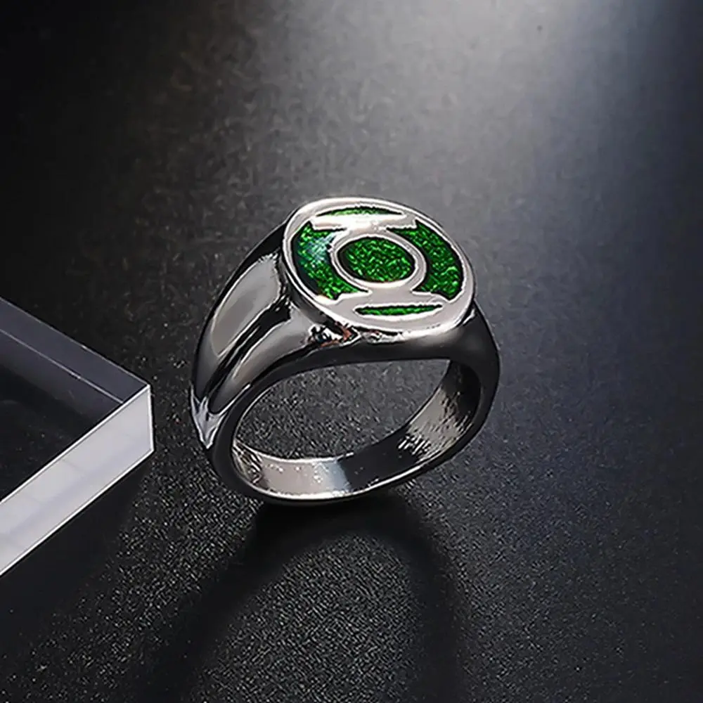 Green Lantern Inspired Lantern Motif Fashion Metal Ring, Men's Costume Jewelry, Statement Party Accessory Gift