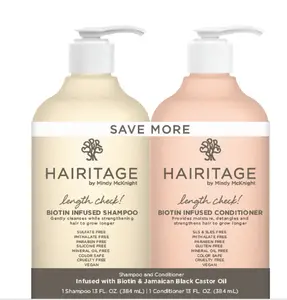 Hairitage Length Check Biotin & Castor Oil Shampoo and Conditioner 2-Pack for Hair Growth and Volume 13 fl oz​