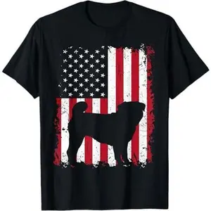 Pug 4th of July Patriotic American USA Flag Gift T-Shirt