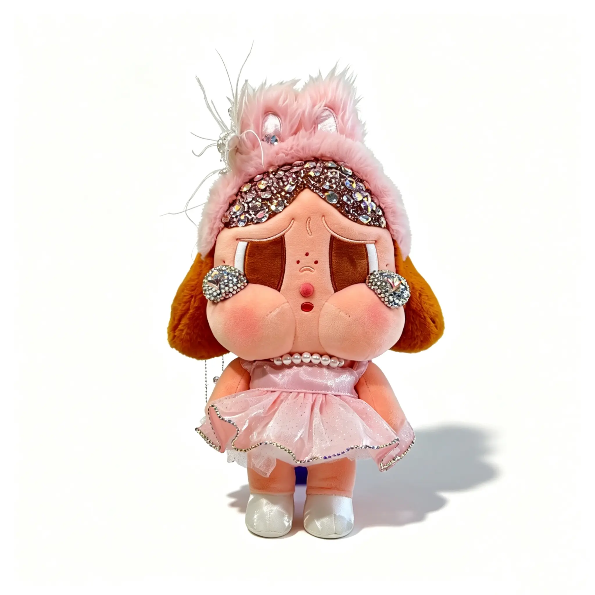 Pink Cry Baby Handmade Diamond Plush Doll