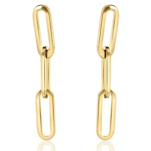 14k Yellow Gold Clip Dangle Women's Earrings 3/4" Tall