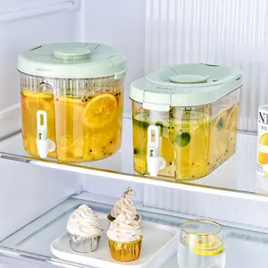 Household Refrigerator Cold Water Jug with Faucet, Large Capacity Ice-Cooled Beverage Bucket, Transparent Juice Container