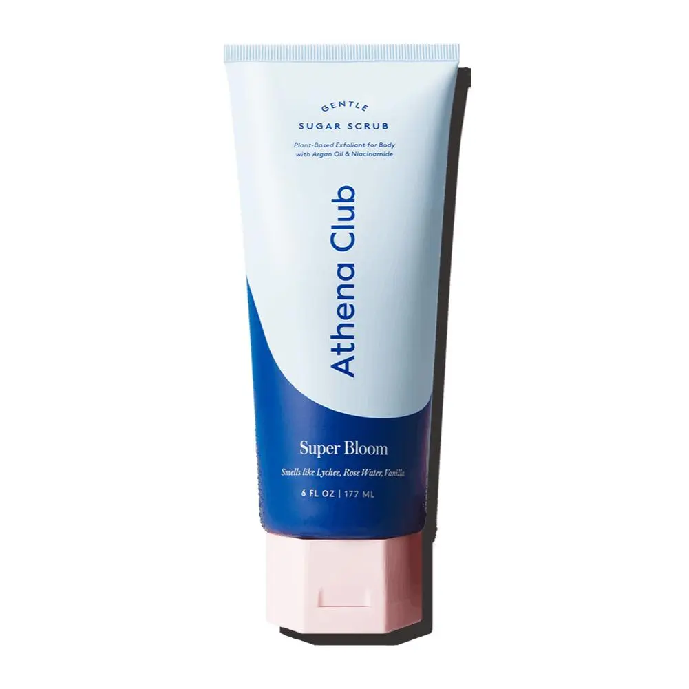 Athena Club Super Bloom Gentle Sugar Scrub - Exfoliating Body Care with Argan Oil & Rose Water - 4 FL OZ Moisturizing Cleanser for Skin Repair