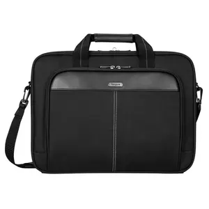 Targus 15-16” Classic Slim Briefcase with Shoulder Strap, Messenger Bag Fits Laptop - Black (TCT027US)