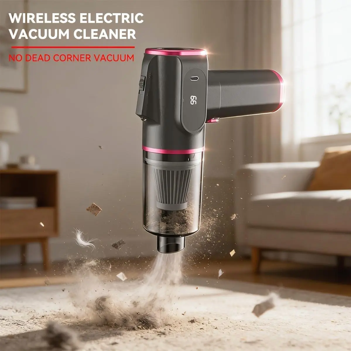 Upgraded Wireless Handheld Vacuum Cleaner with Suction And Blowing Functions, 6Kpa Whirlwind Style Powerful Vacuum Cleaner, USB Charging, Suitable for Cleaning And Grooming Pet Hair At Home, In Cars, In Offices, And On Car Seats, Quiet And Low-noiser