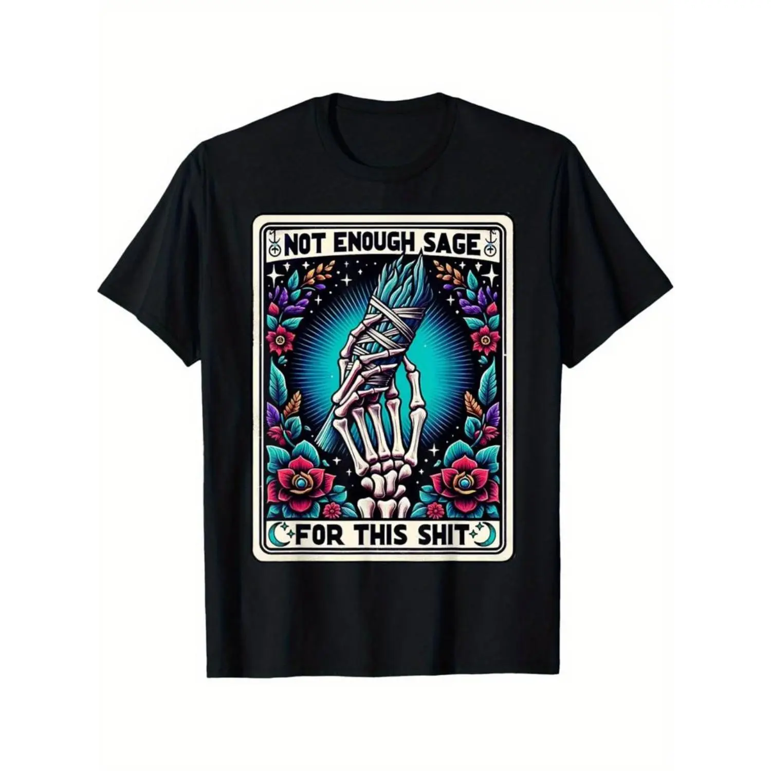 100% Cotton Tarot cards Trendy Cotton Tops Short Sleeve, Street Style Short Sleeve Tee