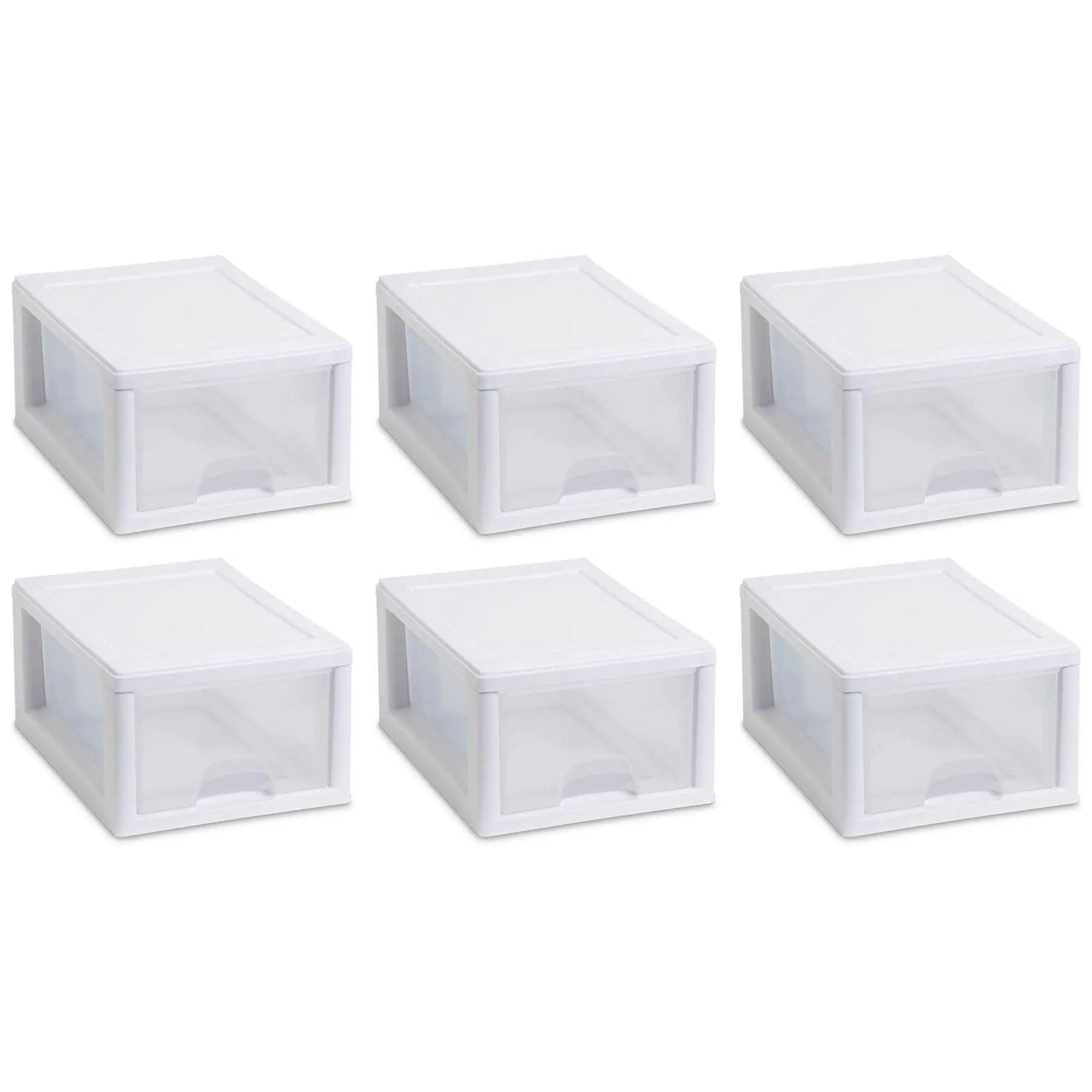 Sterilite Small Box Modular Stacking Storage Drawer Container Closet (6 Pack) Organiser Plastic