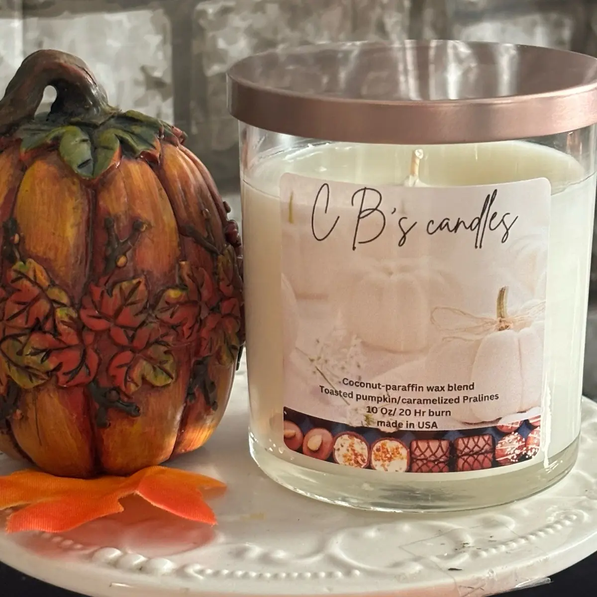 Toasted Pumpkin Spice and Pralines Scented Candle - Home Decor Aroma Freshener - Ornaments