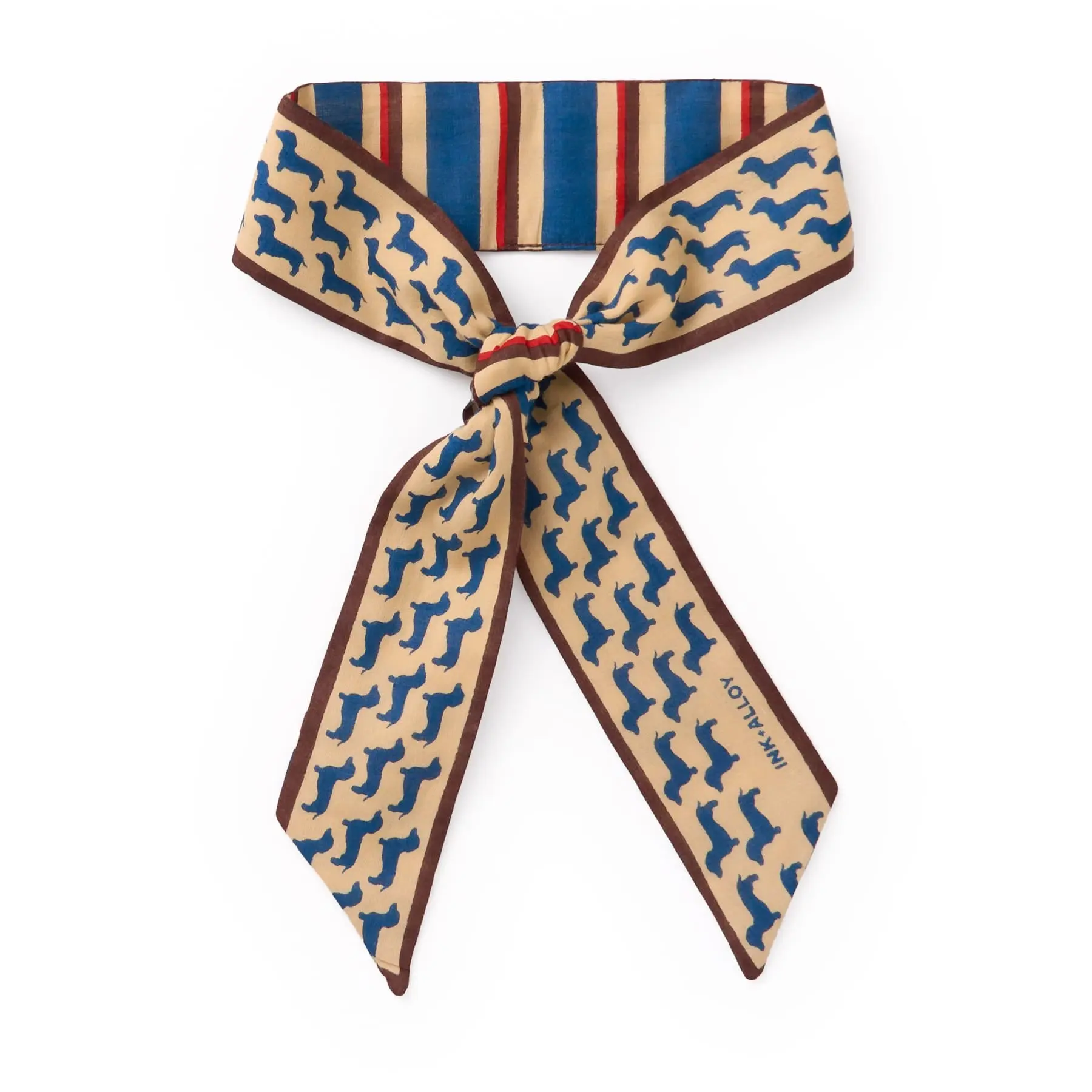 Camile Twilly Scarf Dachshund Print
