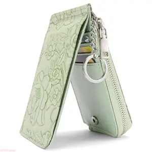 2026 New Women's Embossed Print Zipper Wallet Set, Large Capacity Multi-Card Holder with Zipper Lock, Keyring Clip Card Bag, Fashion Summer Vibes PU Leather Purse, Daily Travel & Party Accessory, Ideal Gift for Ladies