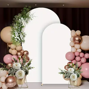 This 2-piece set with white arch covers made of polyester fabric, available in 31.5*72inch and 47.6*86.6inch sizes. Suitable for weddings, birthdays, graduations, Halloween, Christmas, party decorations Wedding Arched Backdrop Wedding Party Backdrop