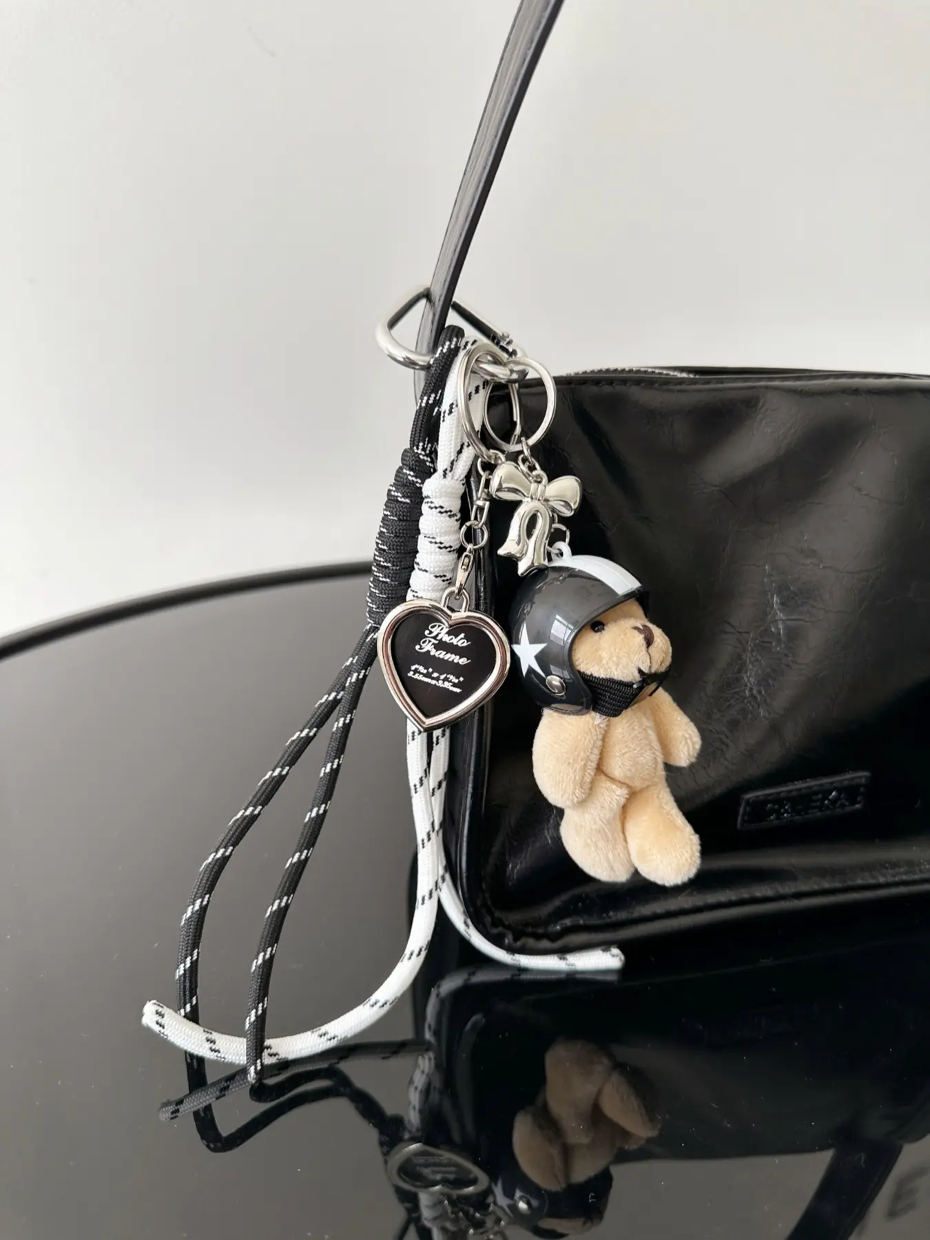 texture, personalized and exquisite atmosphere, teddy bear pendant with helmet decoration, can be used as bag hanging decoration, also as key pendant, convenient to carry Backpack Charm, Charms for bags, Cute Bear Charm