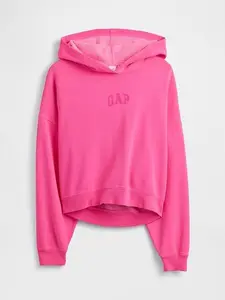 Relaxed Gap Mini-Logo Cropped Hoodie