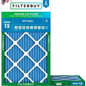 Filterbuy 13x21x1 Air Filter (2-Pack), Pleated MERV 13 Optimal Defense HVAC AC Furnace Air Filters (Actual Size: 13.00 x 21.00 x 1.00 Inches)