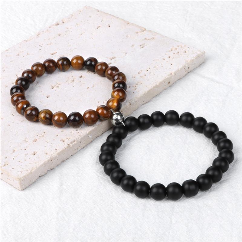 Lava Volcanic Stone Couple Magnetic-Clasp Bracelet Vintage And Versatile Style