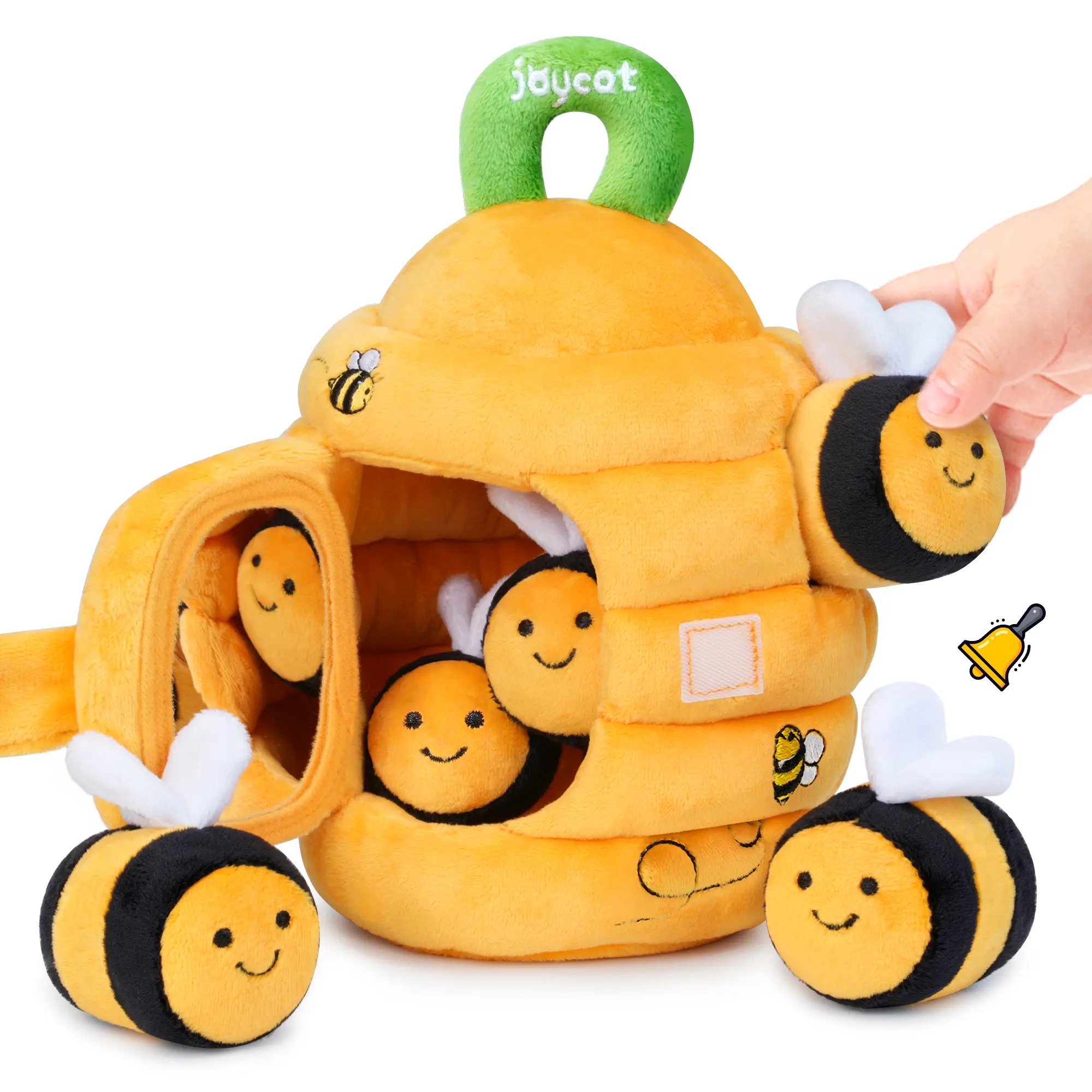 JoyCat Baby Toys 6-12 Months, Soft Bee Treehouse Unisex Sensory Toy Set - 5 Bees/Squirrels, Rattle, Crinkle Paper, Squeaker, Mirror, Busy Montessori Soft Toys for Toddlers 0-3 Years Old - Gifts for Baby