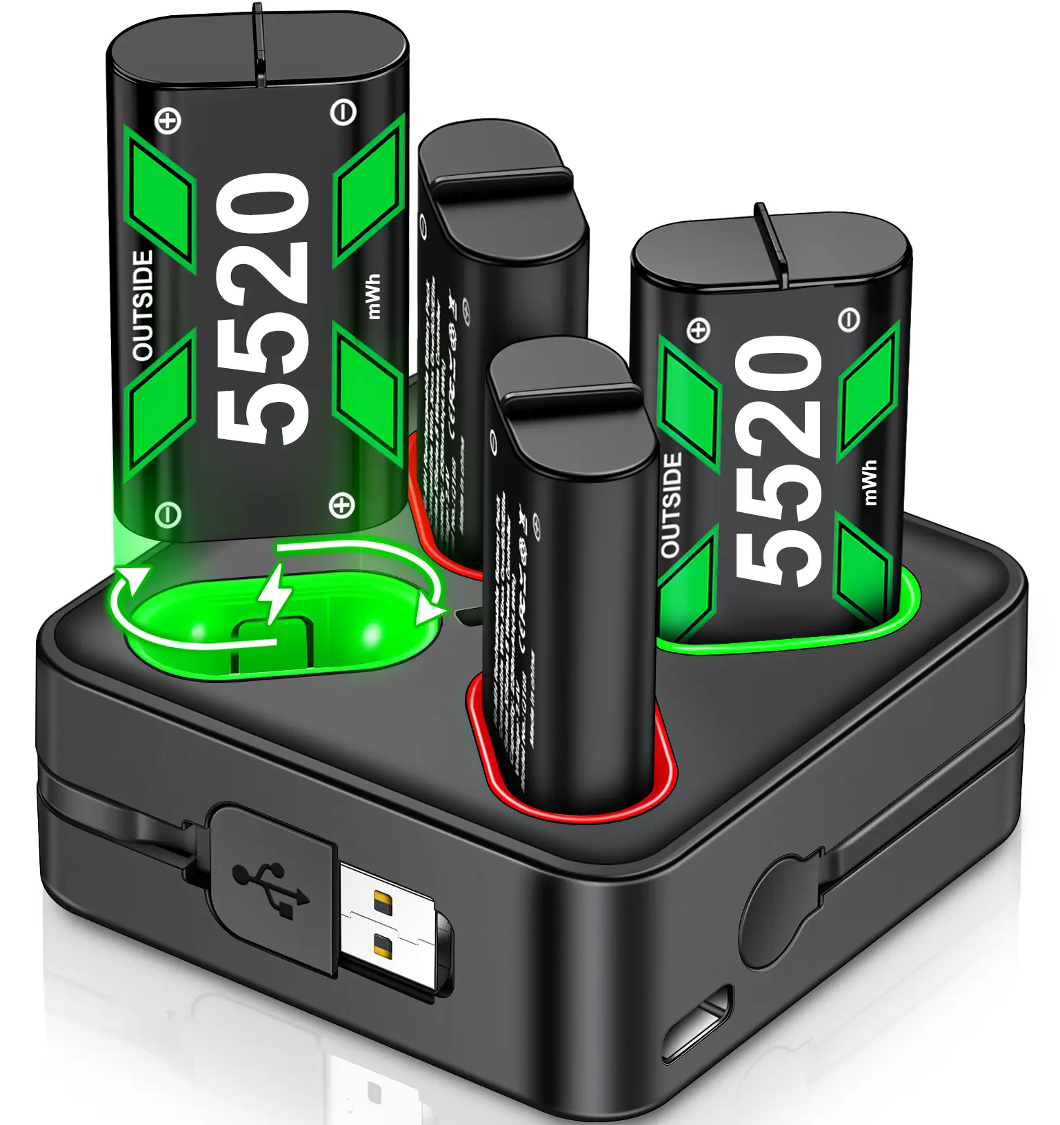 Charger for Xbox Controller Battery Pack with 4x5520mWh Batteries, BEBONCOOL Rechargeable Battery Pack for Xbox Series X|S/Xbox One/Elite X/S Controller