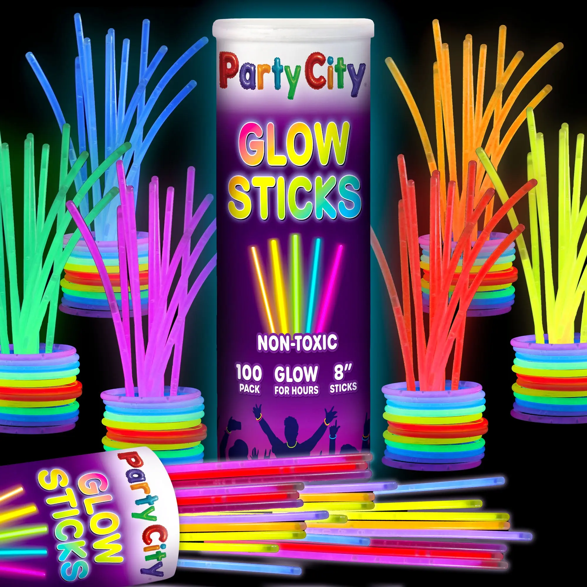 Party City 8" Bendable Glow Sticks Bulk Party Pack - 100pk