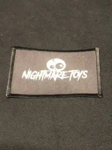 Nightmare Toys Patch - Black Patch with White Text and Logo, Adhesive Design for Personalization and Display