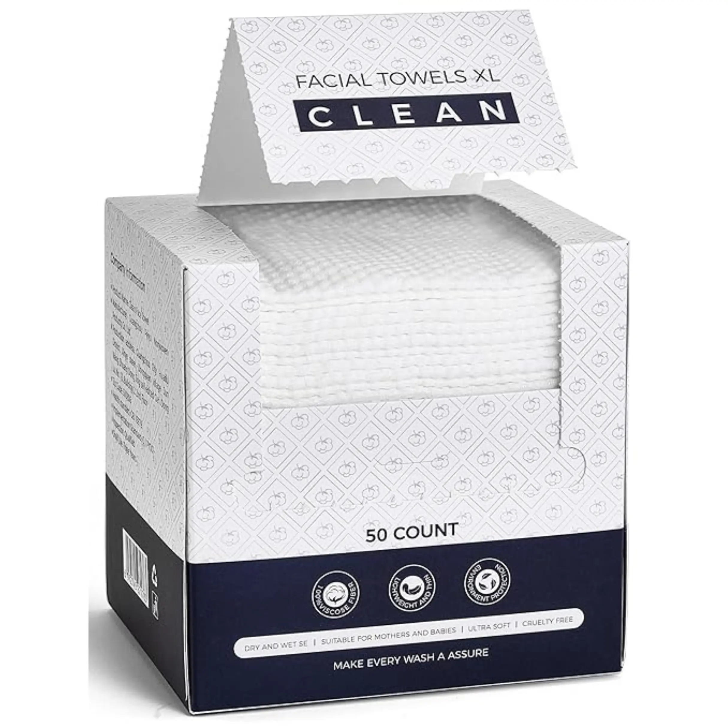 Disposable Face Towels, Viscose Biodegradable Large Dry Wipes, Super Soft & Thick Face Clean Towels, Daily Facial Tissues for Sensitive Skin, Makeup Removing,Facial Cleansing,Nursing,Travel