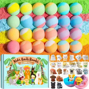 24-Pack Kids Bath Bombs with Toys Inside - Handmade, Hydrating, Paraben-Free Bubble Fizzies, 3 Months Shelf Life, Safe & Skin-Friendly Bath Bombs for Kids, Birthday Party Gift for Body Care