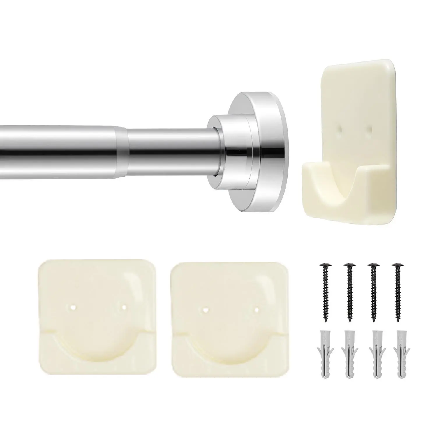 【SummerFinds】VEVOR Shower Curtain Rod, 28-76 Inches, 1 Inch Diameter Adjustable Spring Tension Stainless Steel Telescoping Rod with Holders, No Drilling Non-Slip for Bathroom, Closet, Window, Room Divider, Silver
