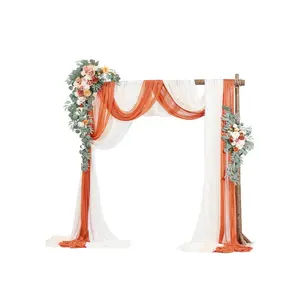 fathersdaygift VEVOR Artificial Wedding Arch Flowers Kit, Orange Wedding Arch Flowers with Drapes Kit (Pack of 5) - 2 Pcs Floral Arrangement, 3 Pcs Sheer Drapes, for Ceremony Bouquets Reception Backdrop Decoration