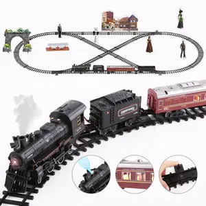 Electric Train Toy Set, 1 Set Battery Operated Steam Locomotive Set, Train Toys with Light & Sound, Classical Train Model for Teenagers