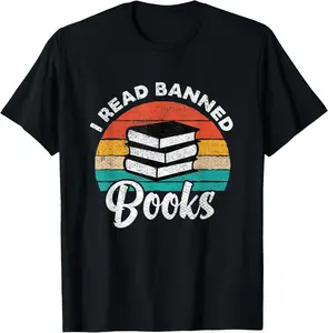 Vintage Retro I Read Banned Books Funny Summer Casual Shortsleeve Cotton T-Shirt