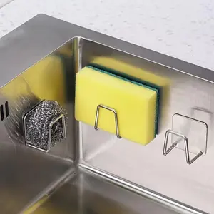 Stainless Steel Kitchen Sink Storage Rack, Punch Free Kitchen Sink Storage Rack with Hooks, Kitchen Storage Organizer, Home Organizer