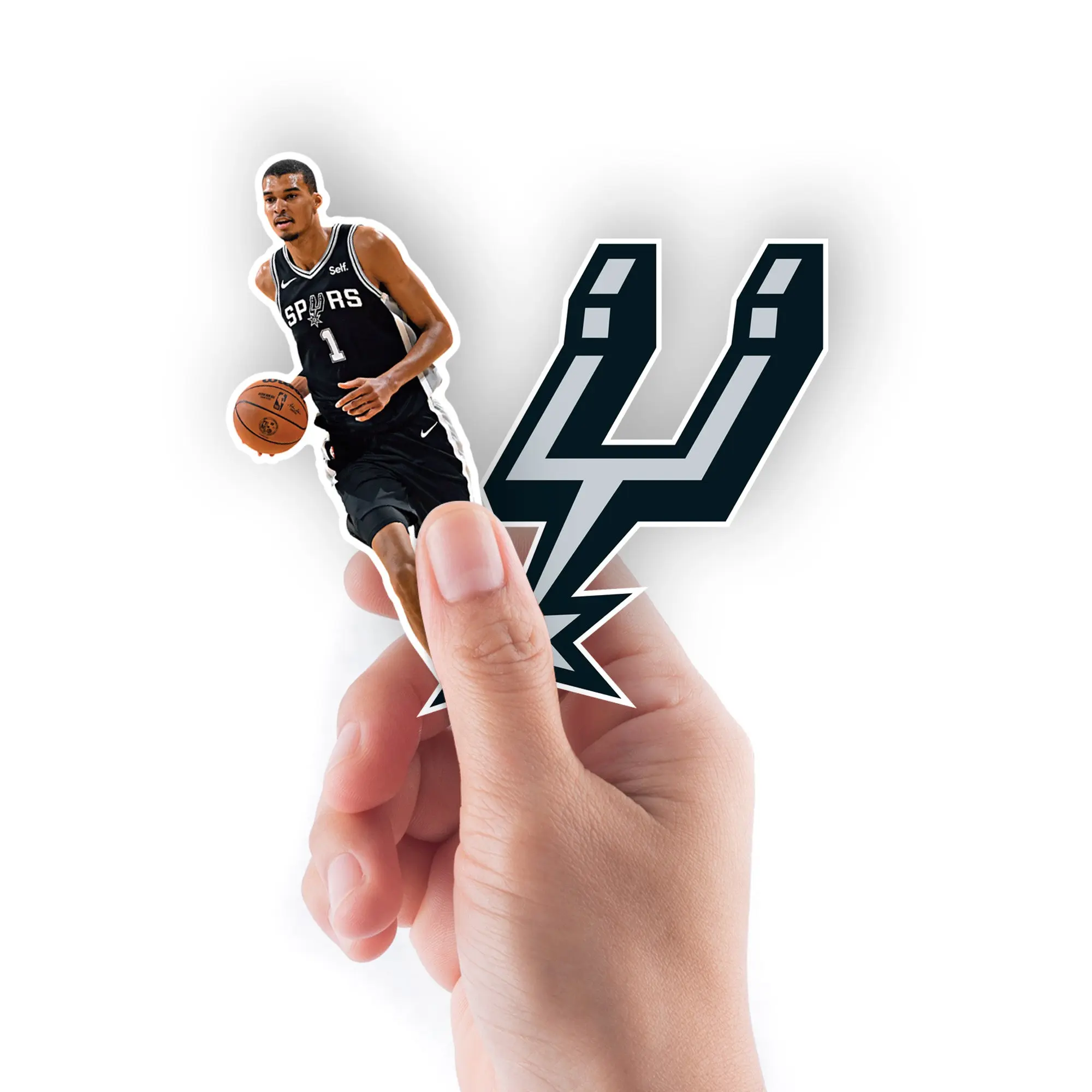Officially Licensed NBA San Antonio Spurs Victor Wembanyama Minis Vinyl Sticker - Tear-resist Removable Adhesive Decorative Sticker, Indoor Wall Decor, Sticks to Smooth Surfaces
