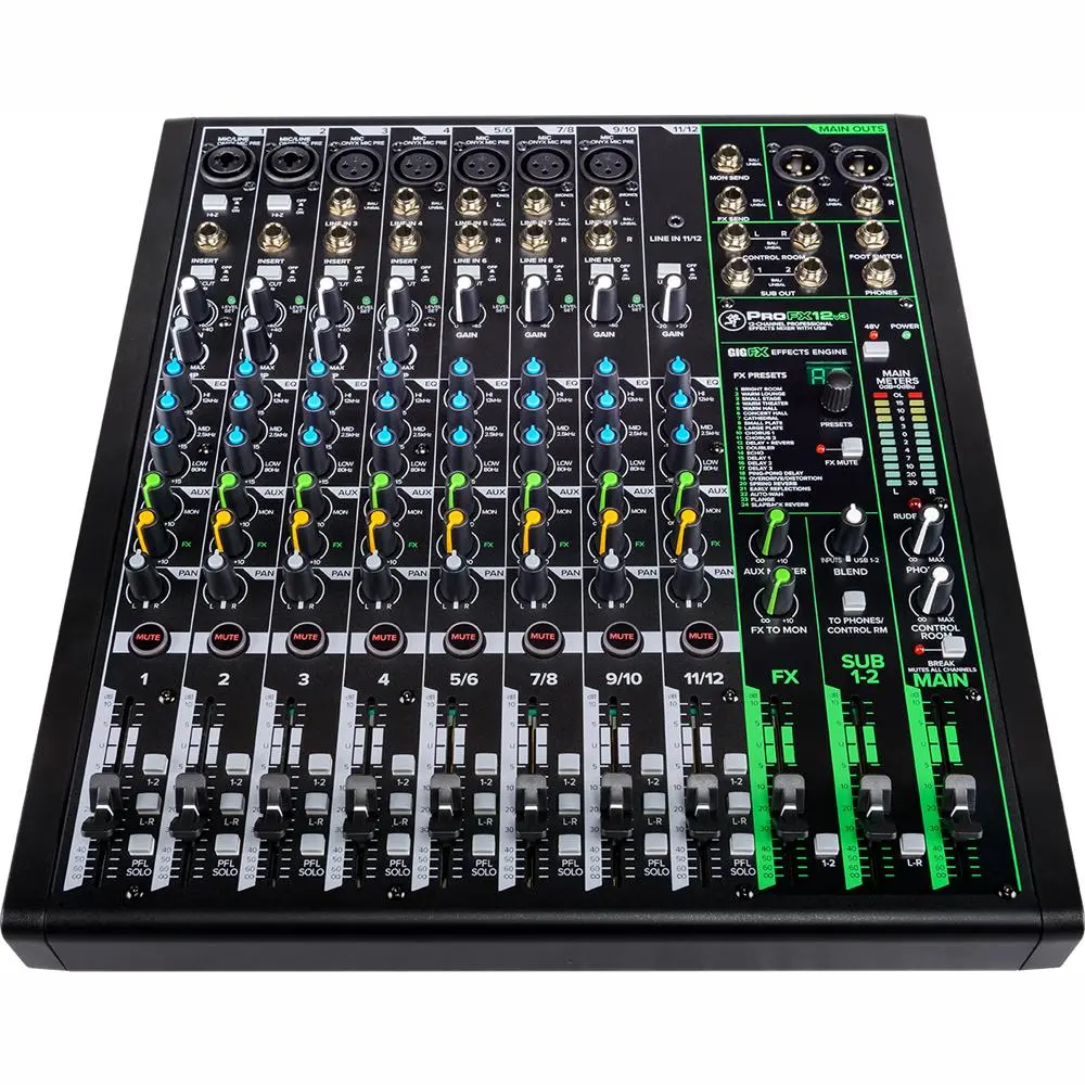 Mackie ProFX12v3 12-Channel Professional Effects Mixer with USB, Audio Recording Studio Mixer for Singing, Preamp