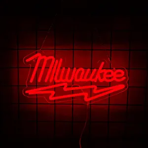 Milwaukee Parts Shop and Repair Service station Neon Sign Decorative Neon Light For Store Garage Party Man Cave Wall Decor Best Gift .USB Powered Easy Hanging