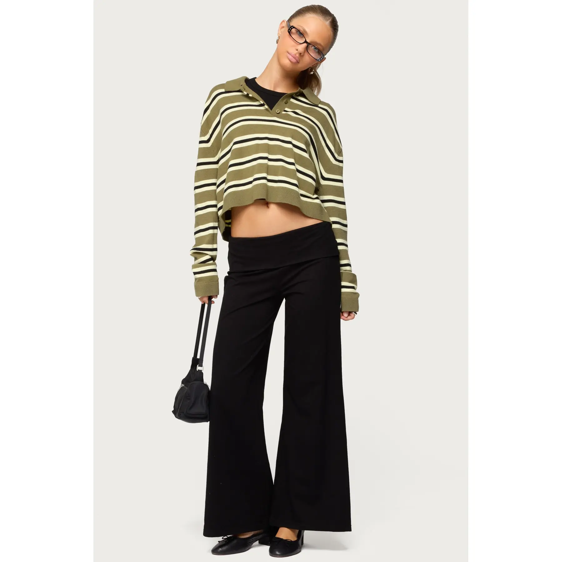 Petite Wide Leg Fold Over Pants