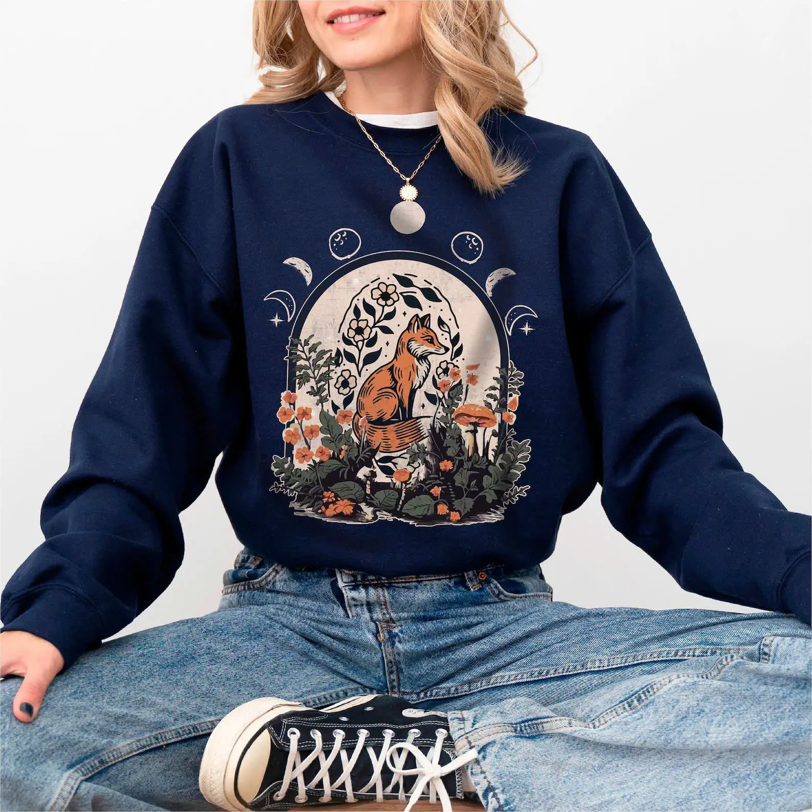 Goblincore Fox Crewneck Sweatshirt, Goblincore Clothing, Spy Fox, Forest, Nature Lover Gift, Hiking Gift, Gift For Her