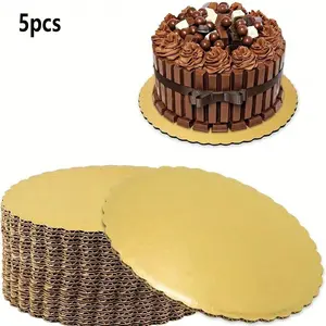5pcs Round Cake Stand Holders, Versatile Cake Stands, Durable Oil-Resistant, Ideal for Weddings Birthdays Festivals, Professional Cake Decoration Display