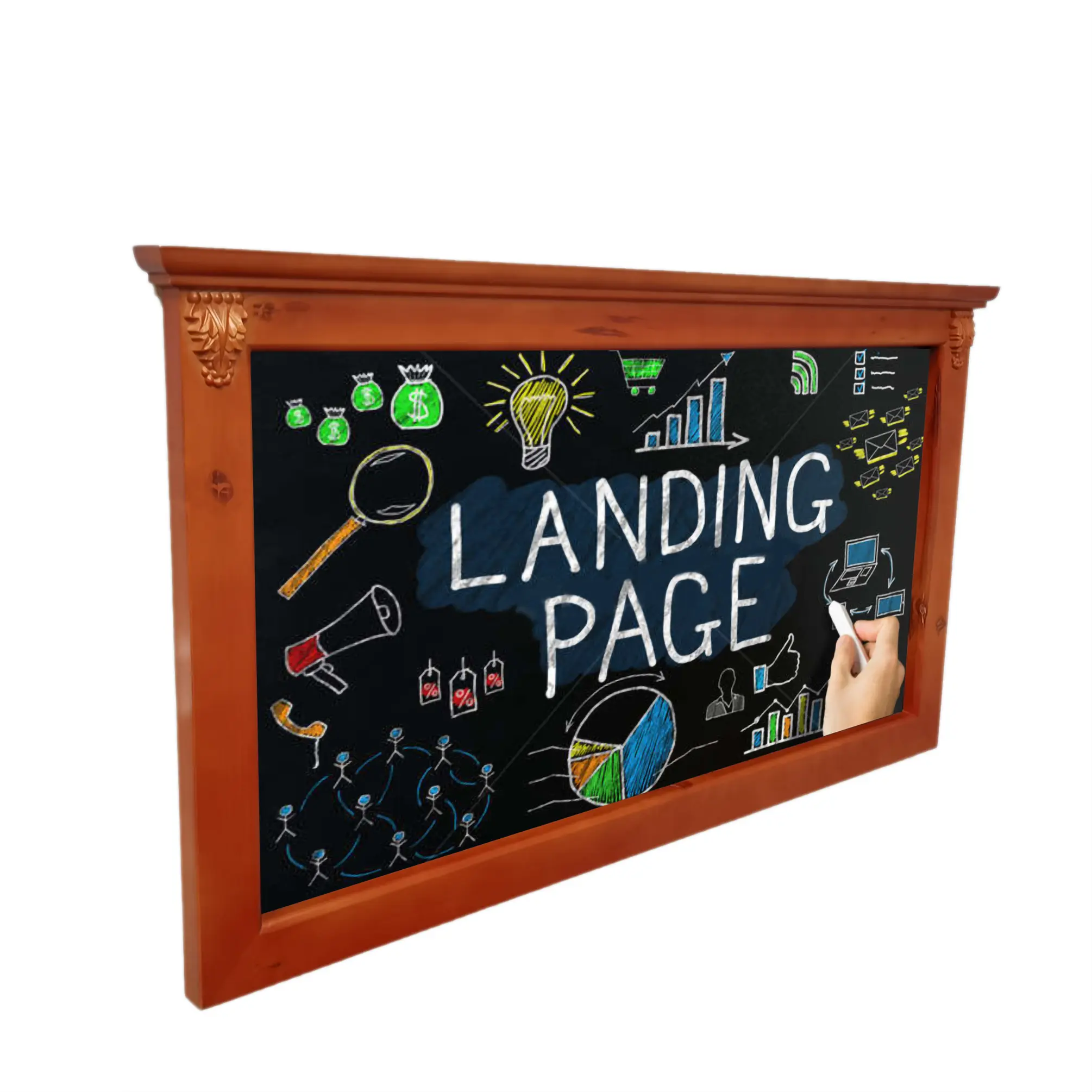 FixtureDisplays® 40X23 Horizontal Wood Deluxe Menu Board, Black Signage Board, Wall Mounted 21188-H-NF