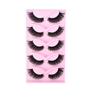 5-Pack Natural Volume & Length Enhancing Self Adhesive False Lashes, Perfect for Everyday Use, Easy Application Design