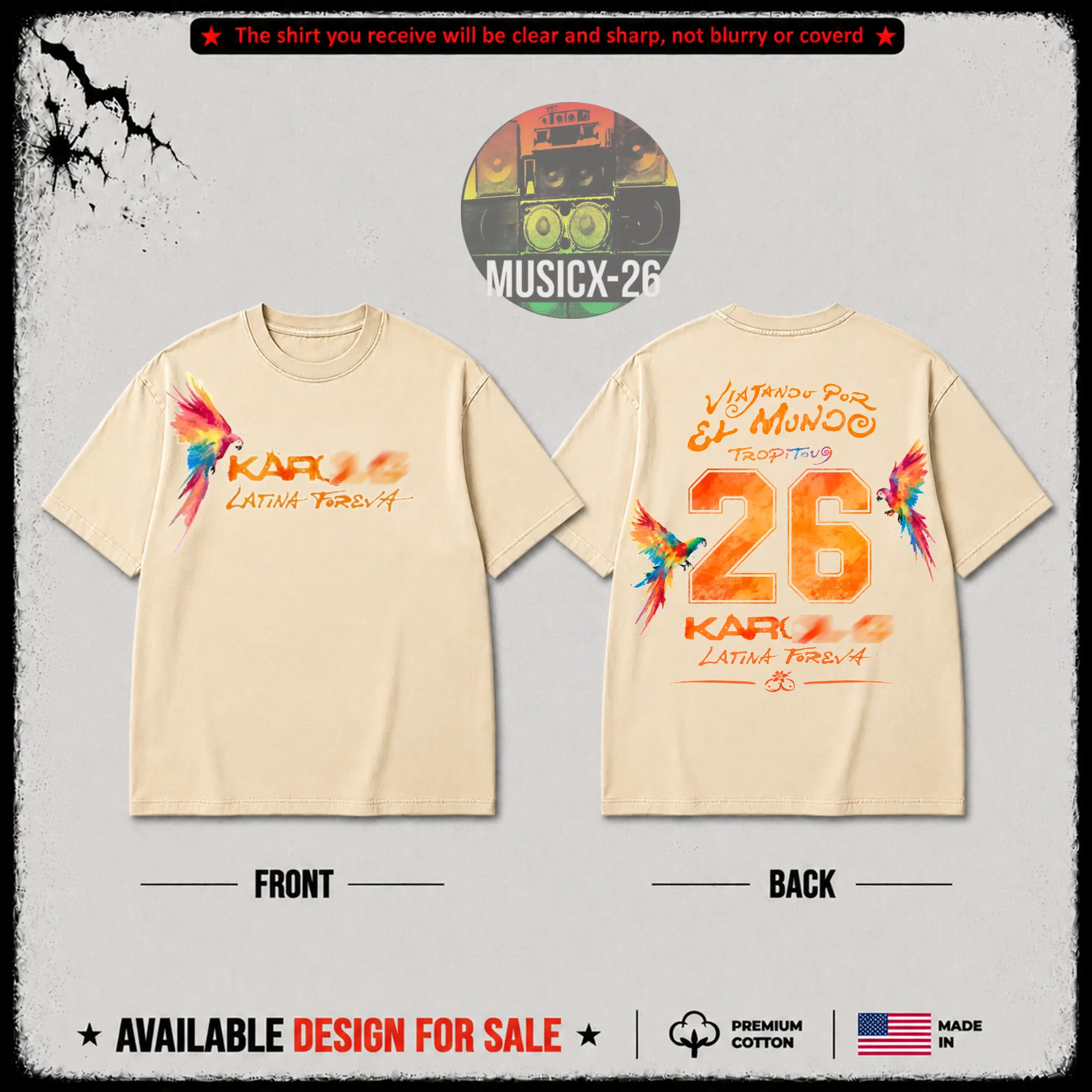 [X-26] La Bichota - Viajando Por El Mundo Tropitour 2026 High-Quality 100% Cotton T-Shirt, Latin Tour Merch Reggaeton Fan Graphic Tee, Karol Streetwear Graphic Shirt, Gift for La Bichota Fans Vintage Latin Music Collector Tee