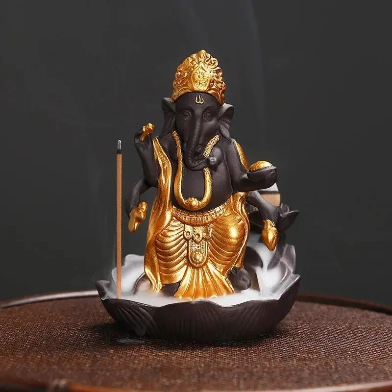 Creative Ganisa Buddha Design Incense Burner, 1 Count Backflow Incense Burner Holder, Incense Holders, Ceramic Censer for Home Office Tea House Decor, Calming Home Fragrance, Freshener