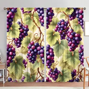 Grape Vine Pattern Door Curtain, 1 Set Natural Beauty Print Door Curtain, Home Decor for Living Room Bedroom, Room Divider Curtain, Window Curtain, Home Textile