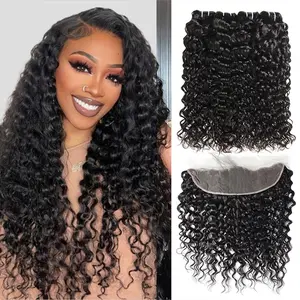 Water Wave Hair Bundles With Frontal 13x4 inch Ombre Human Hair Bundles With Closure