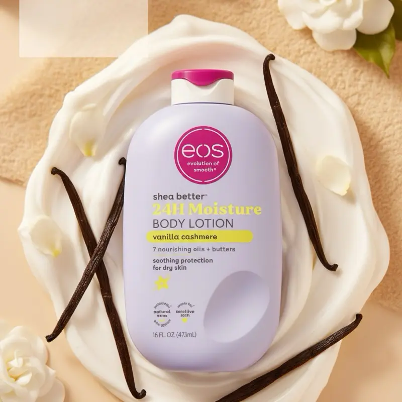 eos Shea Better 24H Body Lotion Vanilla Cashmere - Creamy Smooth Texture for Everyday Moisturizing & Soft Skin Care