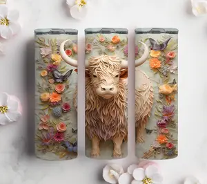 3D Highland Cow Tumbler