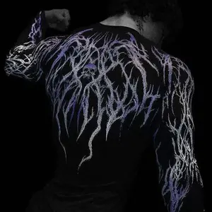 Unisex Gothic Print Compression Long-Sleeve - Quick-Dry Stretch Activewear Athletic Top Gym Shirt spandex Gym Tops Athletic Fashion Gym Tshirt
