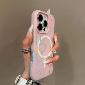 Jelly 2-in-1 floral magnetic phone case, military grade anti drop, supports Magsafe phone case, suitable for iPhone 17 Air 16 Pro Max 15 14 Plus 13 12 11 Samsung Galaxy S26 Ultra S25 Ultra S24 S23 S22 phone case. A190