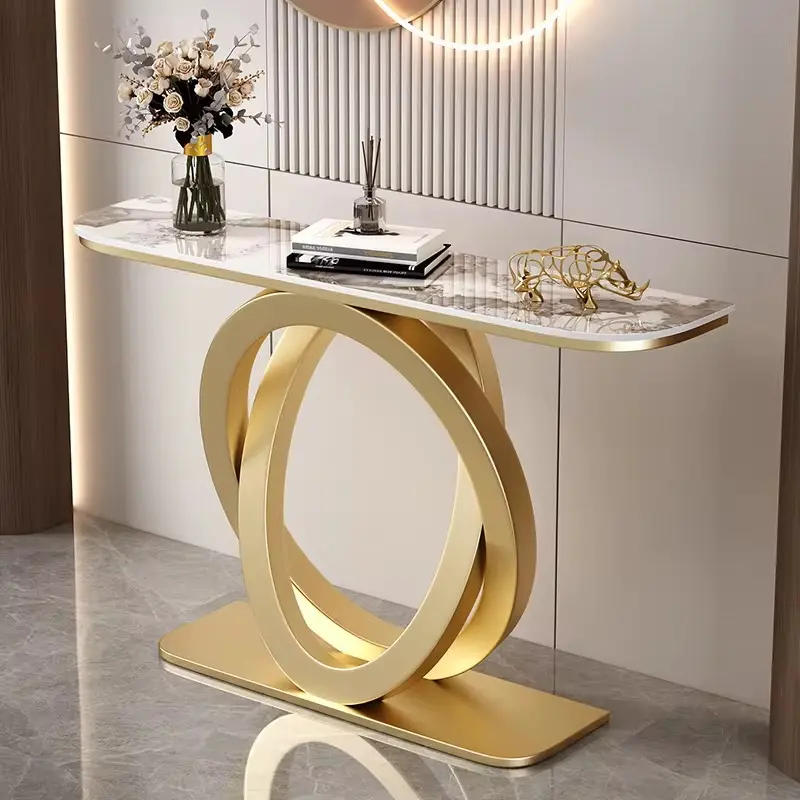 Modern Console Tables with Gold Base and Marble Top for Contemporary Home Decor