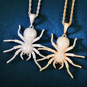 New Spider Pendant Necklace Versatile Men's and Women's Same Zircon Hip-Hop Accessories